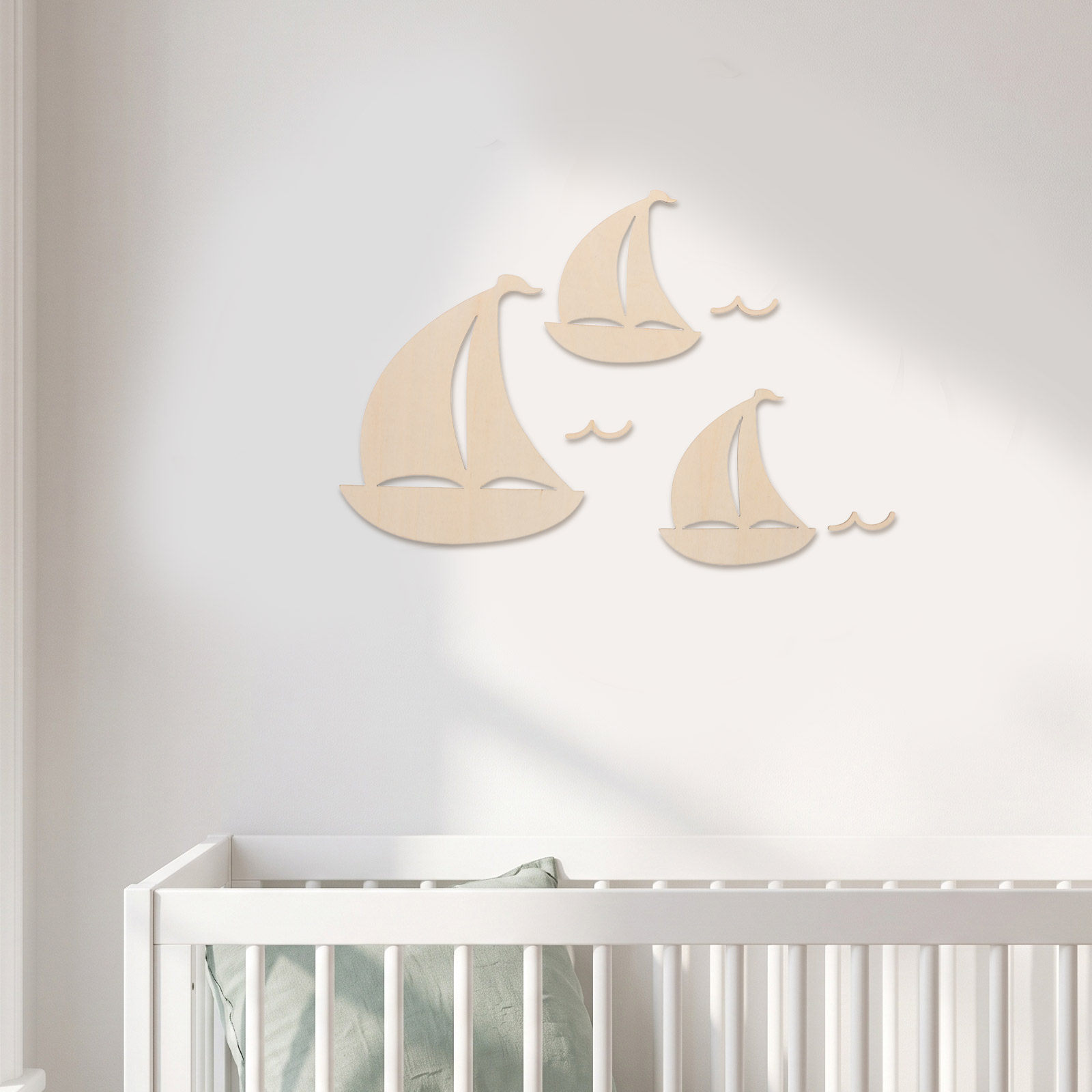 6Pcs Wooden Sailboat Nursery W - Art And Craft For Nursery 评论和价格
