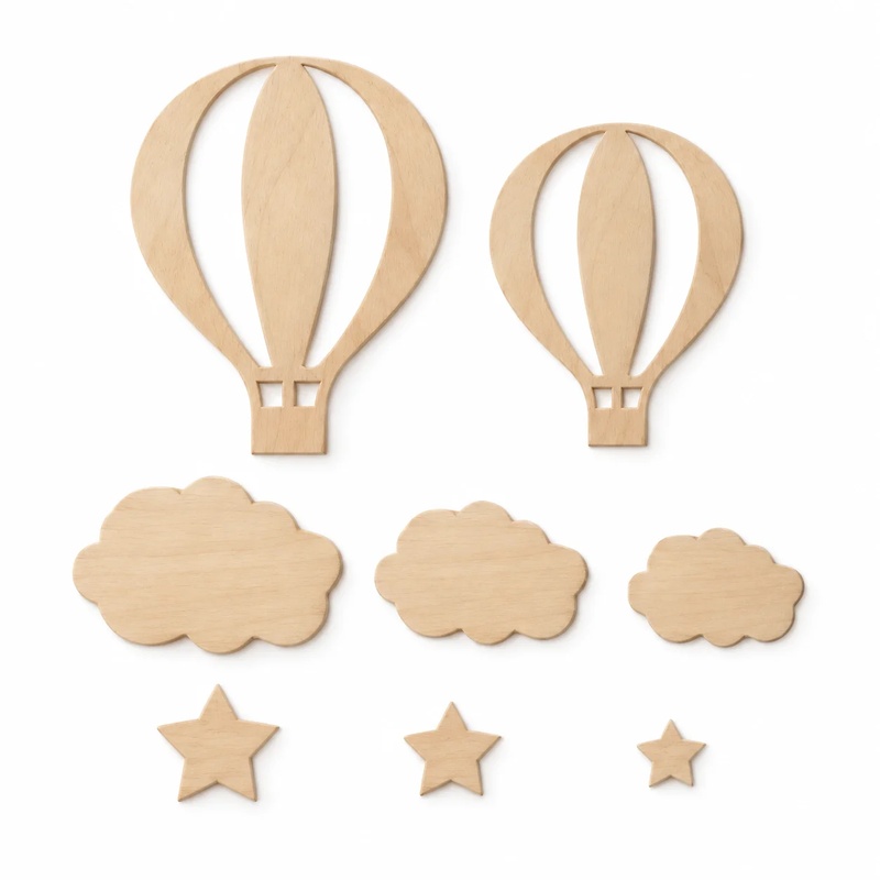 13-Piece Wooden Hot Air Balloo - Art And Craft For Nursery 评论和价格
